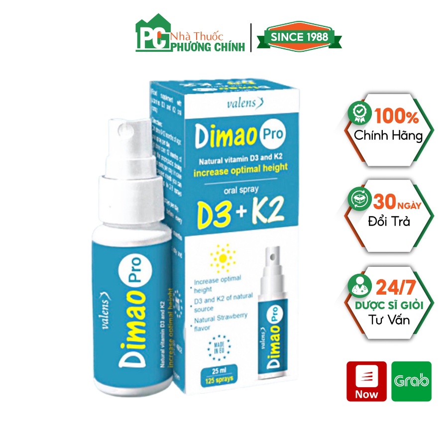 Dimao Pro Oral Spray D3 K2 - Bổ Sung Vitamin D3 &amp; K2 Cho Bé Giúp Tăng Cường Hấp Thu Canxi
