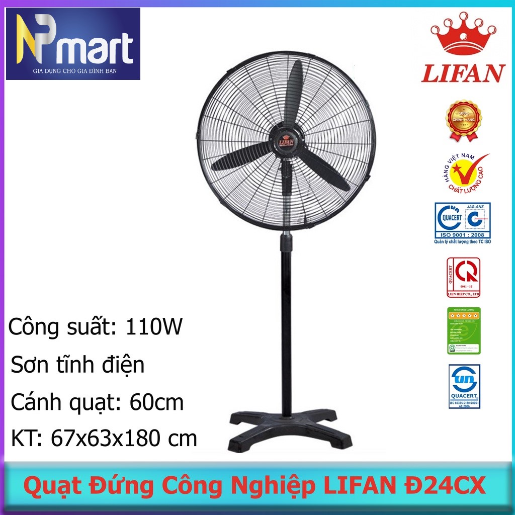 Quạt đứng công nghiệp LIFAN Đ-24CX 110W sử dụng nhà xưởng quán ăn cà phê