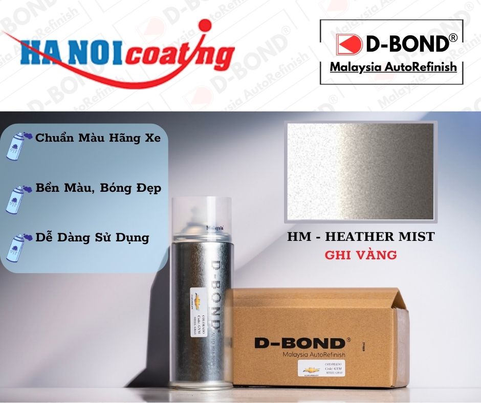 Sơn Xịt Xóa Vết Xước Ô TÔ FORD EVEREST Màu GHI VÀNG Code HM - HEATHER MIST Chính Hãng D-BOND Chính H