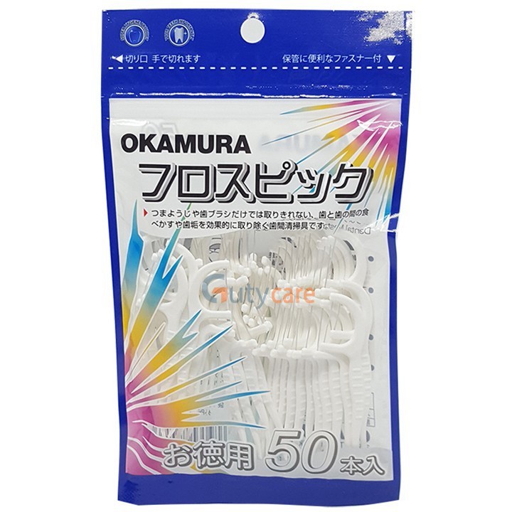 Tăm Chỉ Nha Khoa Okamura ( Túi 50 Chiếc) Loại Bỏ Mảng Bám Thức Ăn Ngăn Ngừa Sâu Răng Bảo Vệ Hàm Răng Luôn Sạch Sẽ