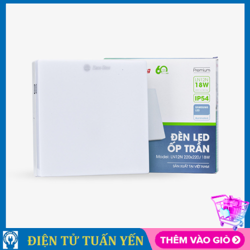 Đèn LED ốp trần vuông Rạng Đông LN12N đế nhựa 220x220/18W - Hàng chính hãng