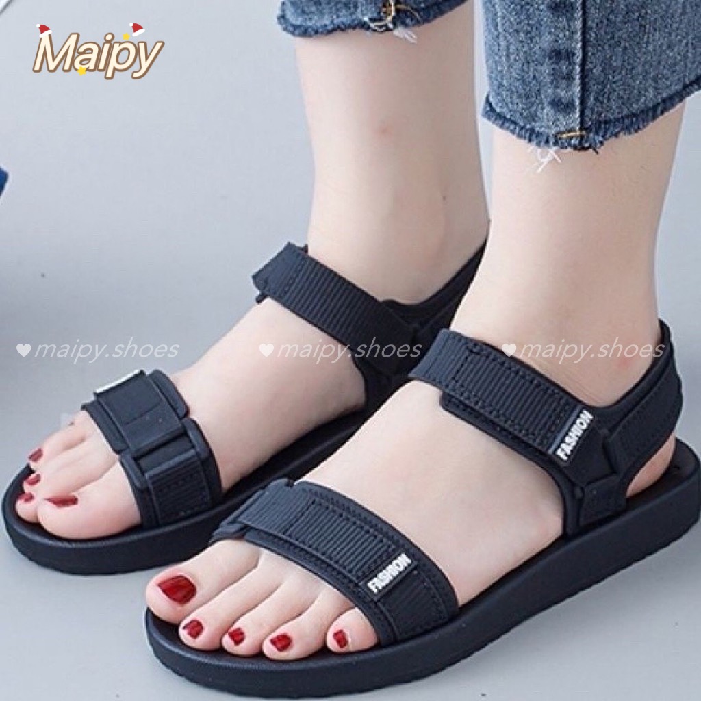 Giày sandal đi mưa nữ 2 quai ngang XIXITIAO nhựa giả da đi học đi biển chống trơn trượt siêu bền Mai