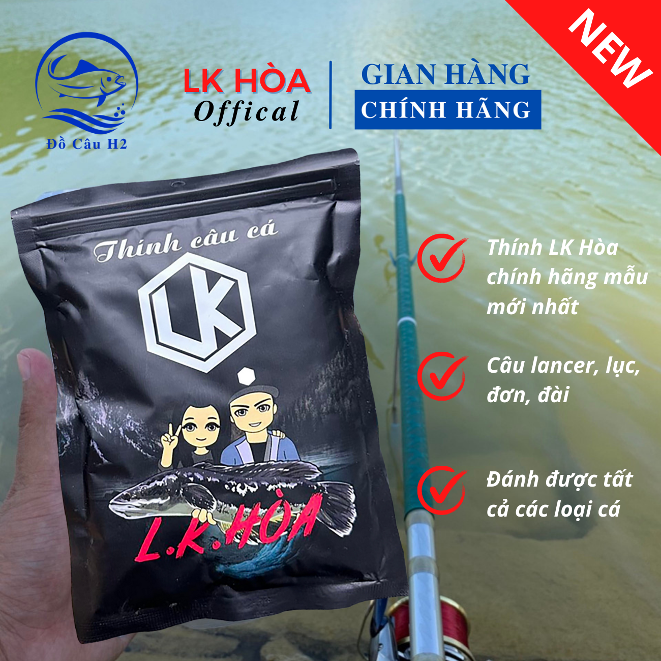 Mồi câu cá LK Hòa | Thính Lk siêu nhạy đánh được tất cả các loại cá đánh lancer lục đơn đài và phù h