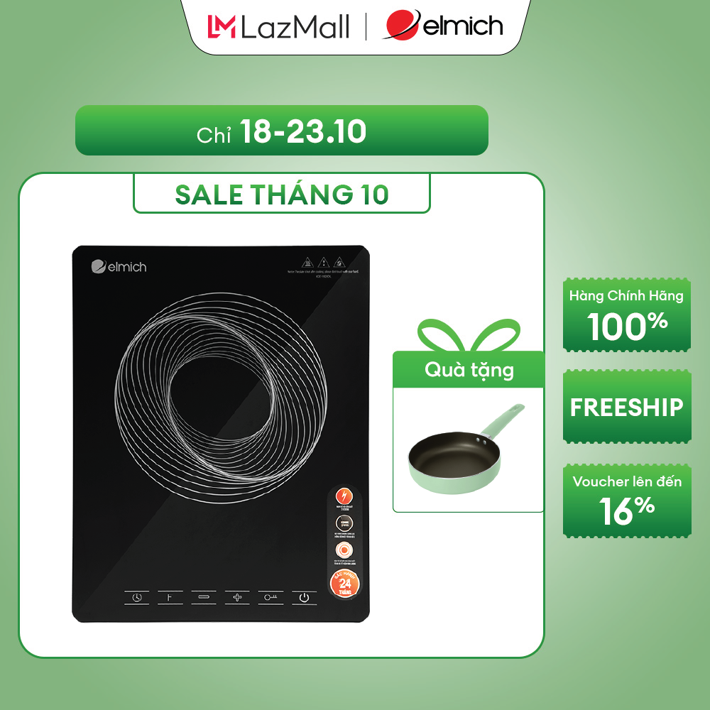 Bếp từ Elmich ICE-1828OL - Bếp từ đơn 2100W, màu đen, kích thước 290x370x41mm