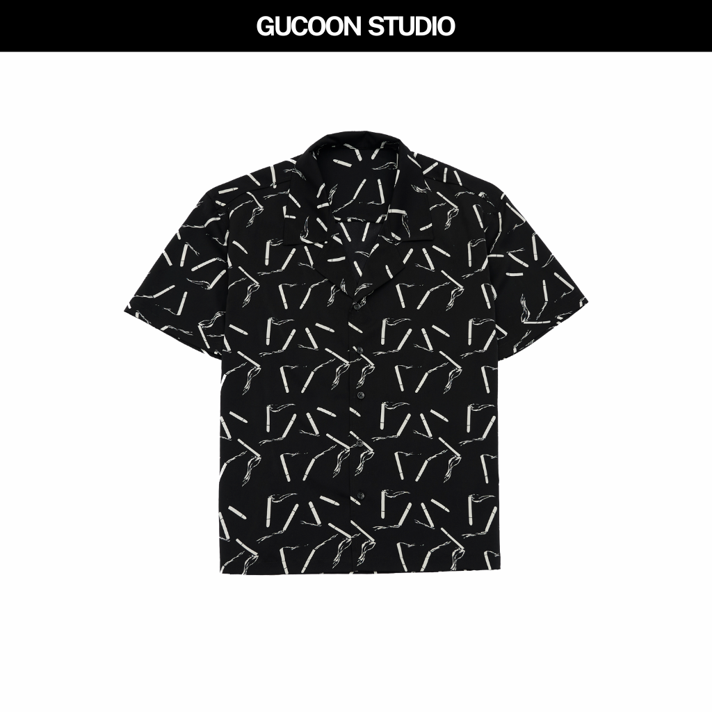 Áo Sơ Mi Nam Cuban Shirt Gucoon Vải Lụa Không Nhăn Áo Sơ Mi Đi Biển Tay Ngắn Họa Tiết Local Brand