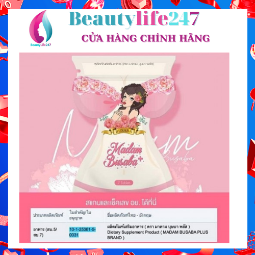 [HCM]01 Gói Viên Uống Nở Ngực Madam Busaba Thái Lan Chính Hãng – Tăng Kích Thước Vòng 1 (Gói 7 viên) .
