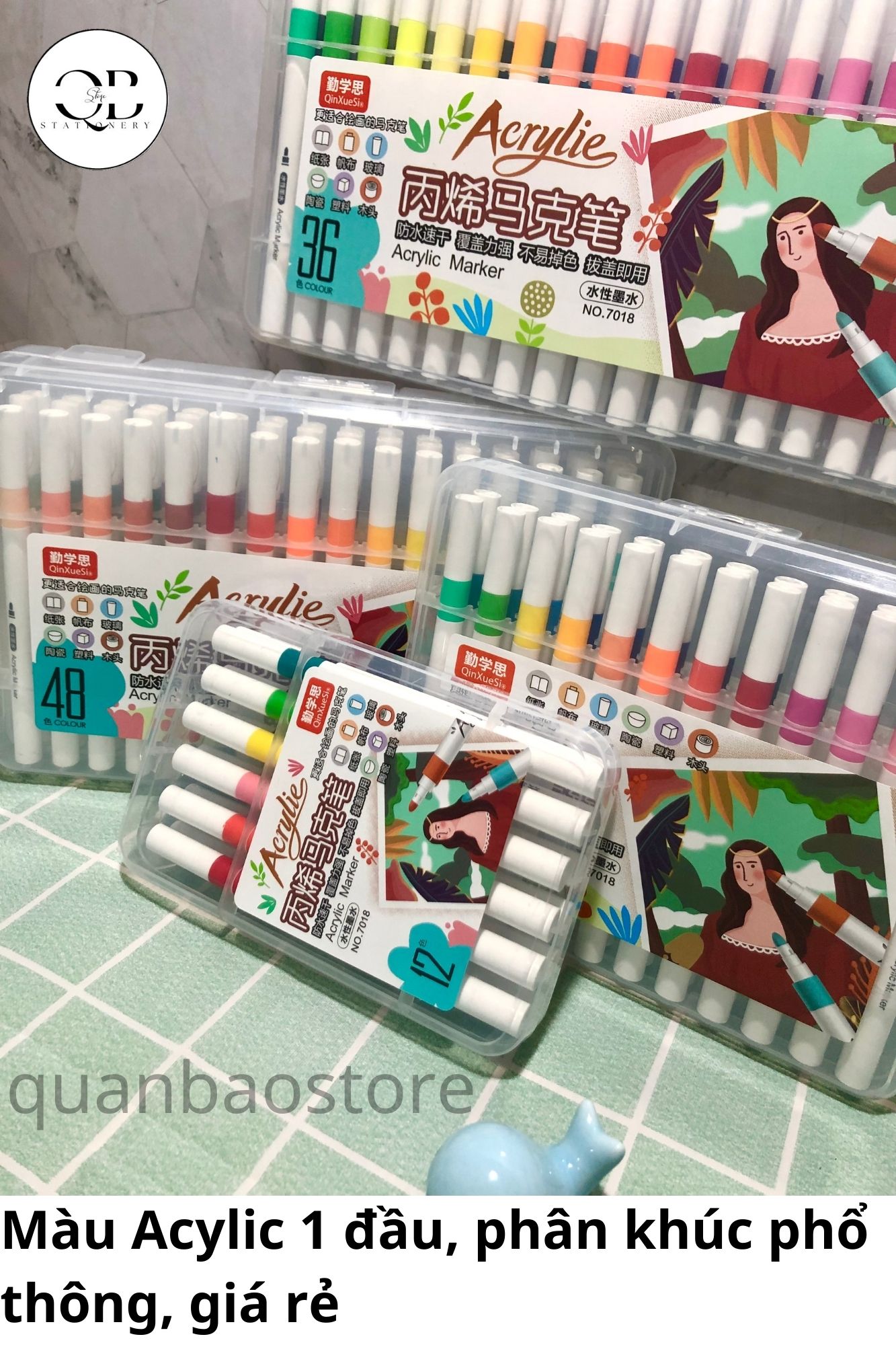 Bút Màu Acrylic Marker 12/24/36/48 Màu Vẽ Trên Mọi Chất Liệu Giày... - Bút Lông Màu Acrylic tô vẽ tr