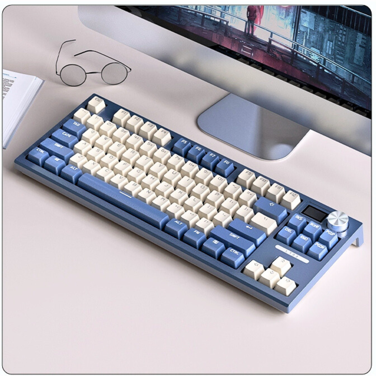 Bàn Phím Cơ Không dây Bluetooth LANGTU LT84 PRO - Màn Hình Led - Núm Tùy Chỉnh - Led RGB - 3 Chế Độ 