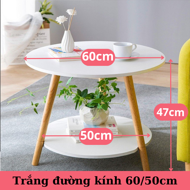 Bàn Hình tròn 2 tầng bằng gõ dùng làm bàn trà bàn cafe bàn Sofa bàn phòng khách bàn trà sân vườn bàn