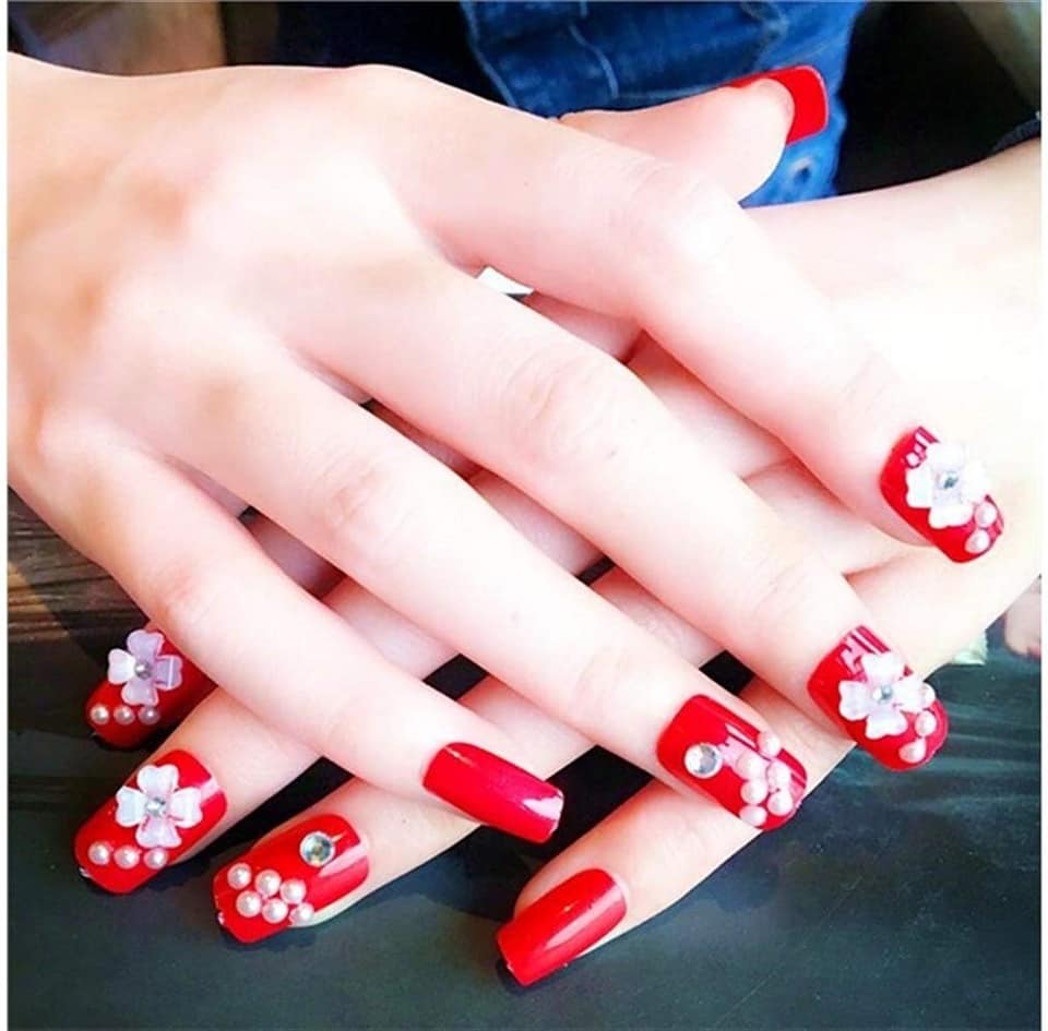 Bộ 24 Móng Tay Giả Nail Giả A174 (Tặng Kèm Keo Dán Móng Tay)