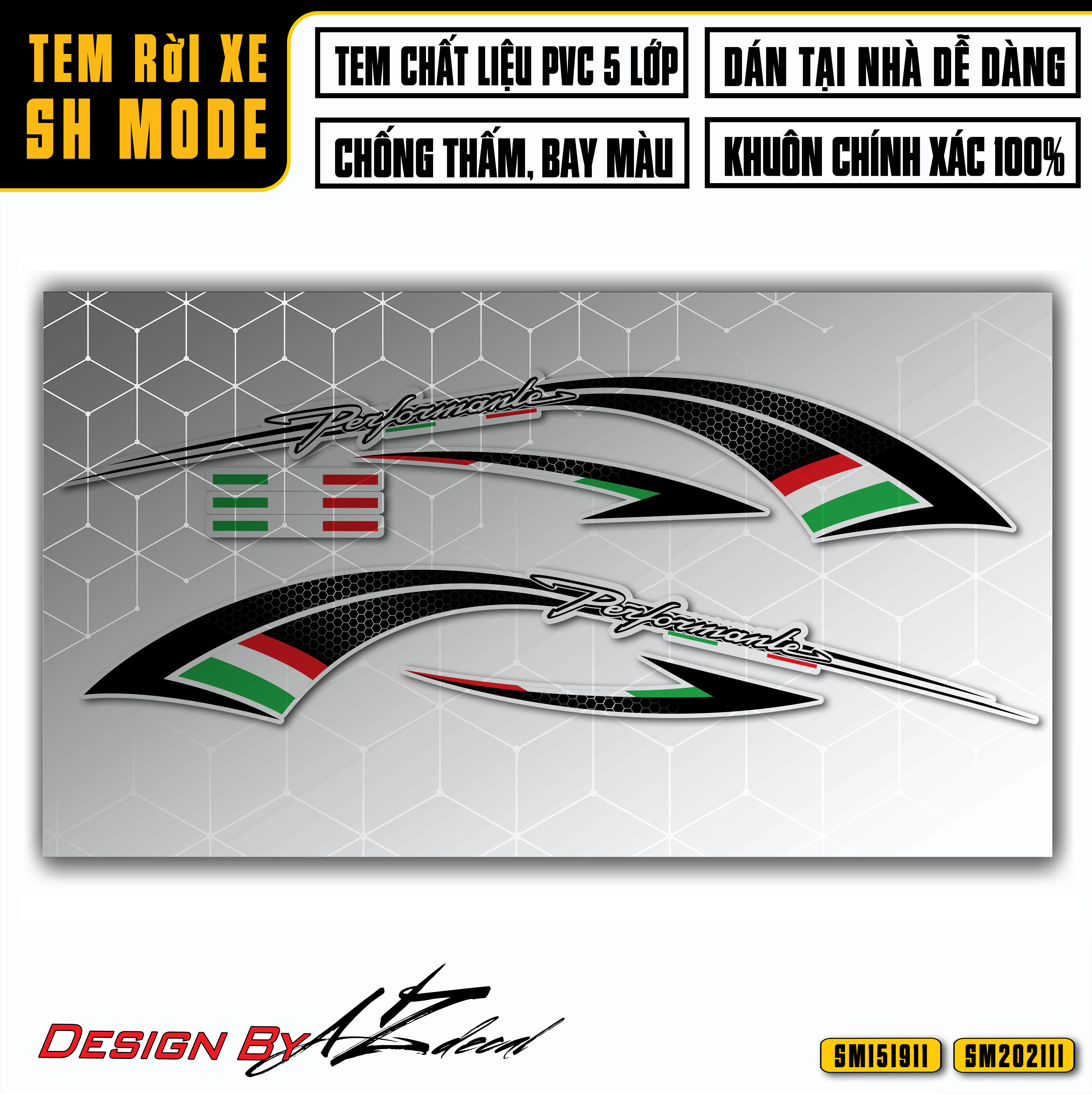 Tem Chế Xe SH Mode Mẫu Matrix Italy | SM11 | Decal Rời Dán Xe Máy Performante Dán SH Nữ Đẹp Chống Nư