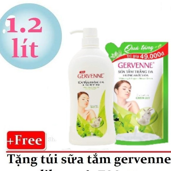 [Hcm]Sữa Tắm Trắng Da Gervenne Xanh1200G ( Tặng Kèm Túi )