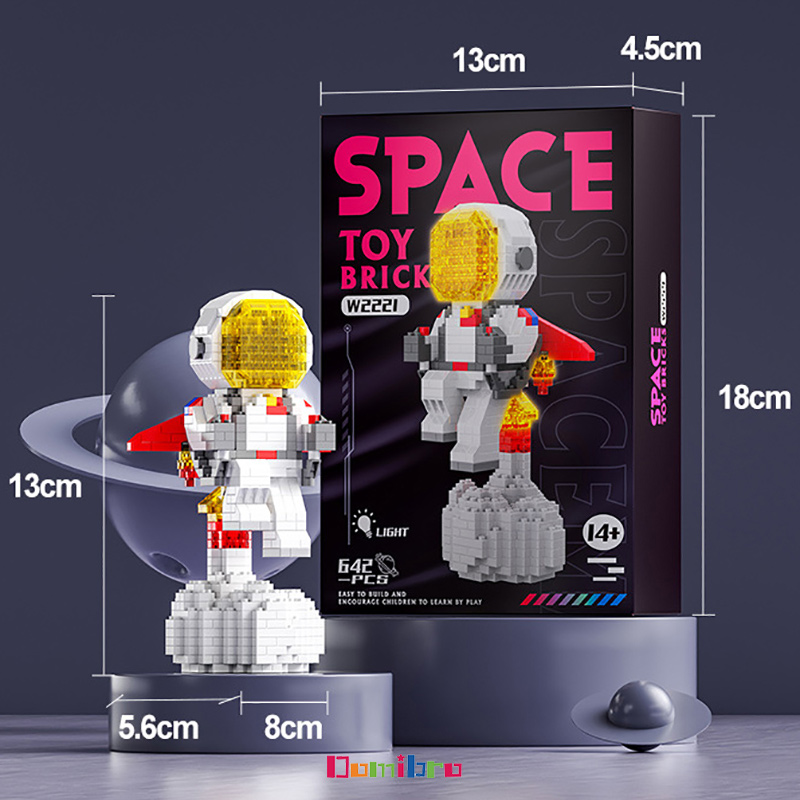 Mô hình phi hành gia có đèn Lego Space bricks, đồ chơi lắp ráp Phi Hành Gia 3D Có Đèn