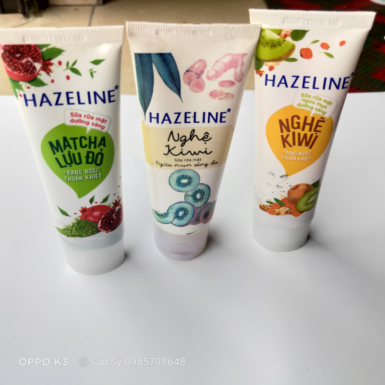 Tuýp Sữa rửa mặt Hazeline 50gr Matcha - Lựu Đỏ Nghệ - Kiwi Yến mạch - Dâu Tằm Cam yuyu - Cherry