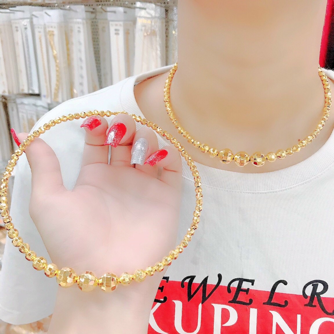 Kiềng cổ bi mạ vàng 18k cao cấp mẫu mới cực đẹp