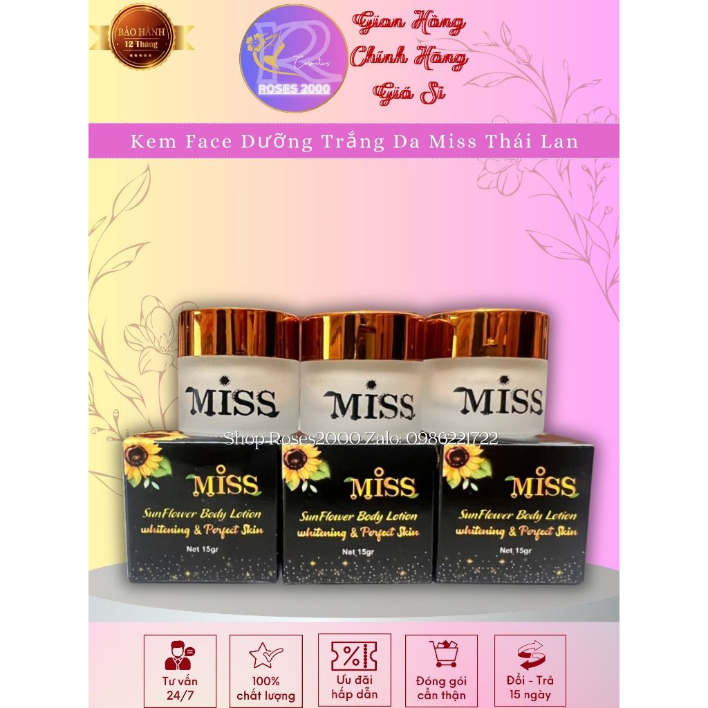 Kem Face Miss Thái Lan CHÍNH HÃNG Dưỡng Trắng Đẹp Da 15g