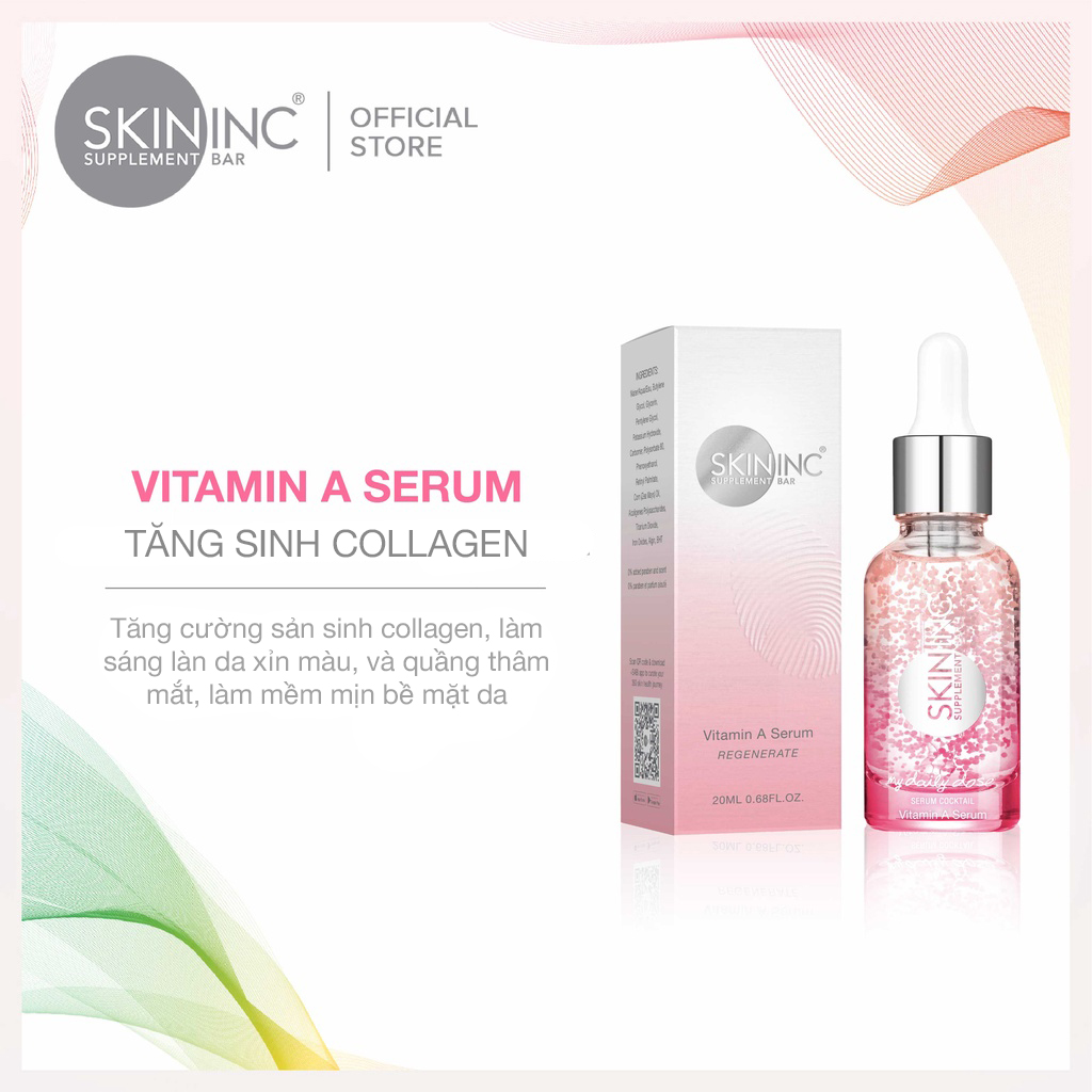 Serum Vitamin A Chống Lão Hóa Hỗ Trợ Làm sáng và Đều Màu Da Đặc Biệt Hiệu quả Cho Vùng Da Thô Ráp Và Quầng Thâm Quanh Mắt Skin Inc Vitamin A Serum (20ml)