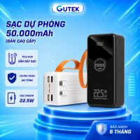 Sạc dự phòng 50000mAh sạc nhanh 225W pin dung lượng lớn có dây cắm nhiều điện thoại - Gutek GT230