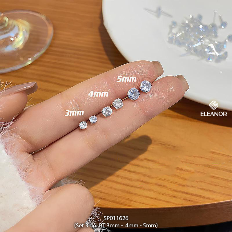 Bông tai nữ nụ đính đá chuôi bạc 925 Eleanor Accessories khuyên tai tròn basic phụ kiện trang sức 32