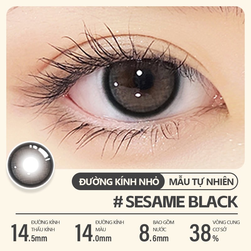 Kilala (2 miếng) Kính Áp Tròng lens mắt lens 6 tháng lens áp tròng nâu lens 14-14 5mm bự mắt A LITTLE TIPSY Sesame Black contact lens (0-200)