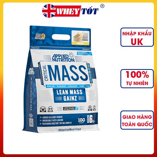 Sữa Tăng Cân Tăng Cơ Applied Nutrition Critical Mass 6Kg 40 Lần Dùng