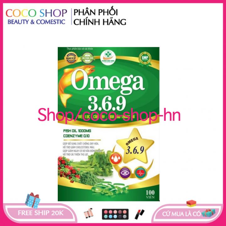 Omega 369 Viên Uống Omega 369 Diệp Lục Cần Tây Tinh Dầu Thông Đỏ Giảm Cholesterol Máu Bổ Não Sáng Mắt Khỏe Tim Mạch - hộp 100 viên