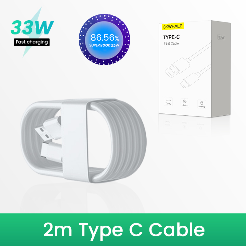 BKWHALE Cáp dữ liệu 6A Type C Bộ sạc Super VOOC 33W Củ sạc Sạc nhanh Supervooc Cáp sạc nhanh