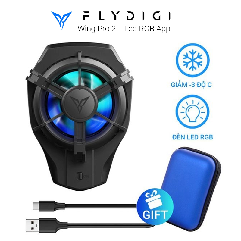 Flydigi Wasp Wing Pro 2 sò lạnh tản nhiệt siêu cấp chính hãng LED RGB - Có hỗ trợ control với app Flydigi Center để điều khiển nhiệt độ và màu sắc