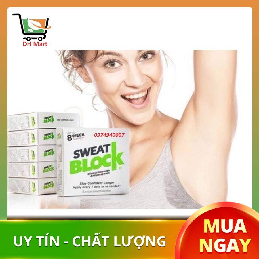 8 Gói Ngăn Mùi Mồ Hôi Nách Sweatblock Hàng Nhập Khẩu Usa – Miếng Khử Mùi Hỗ Trợ Trị Hôi Nách