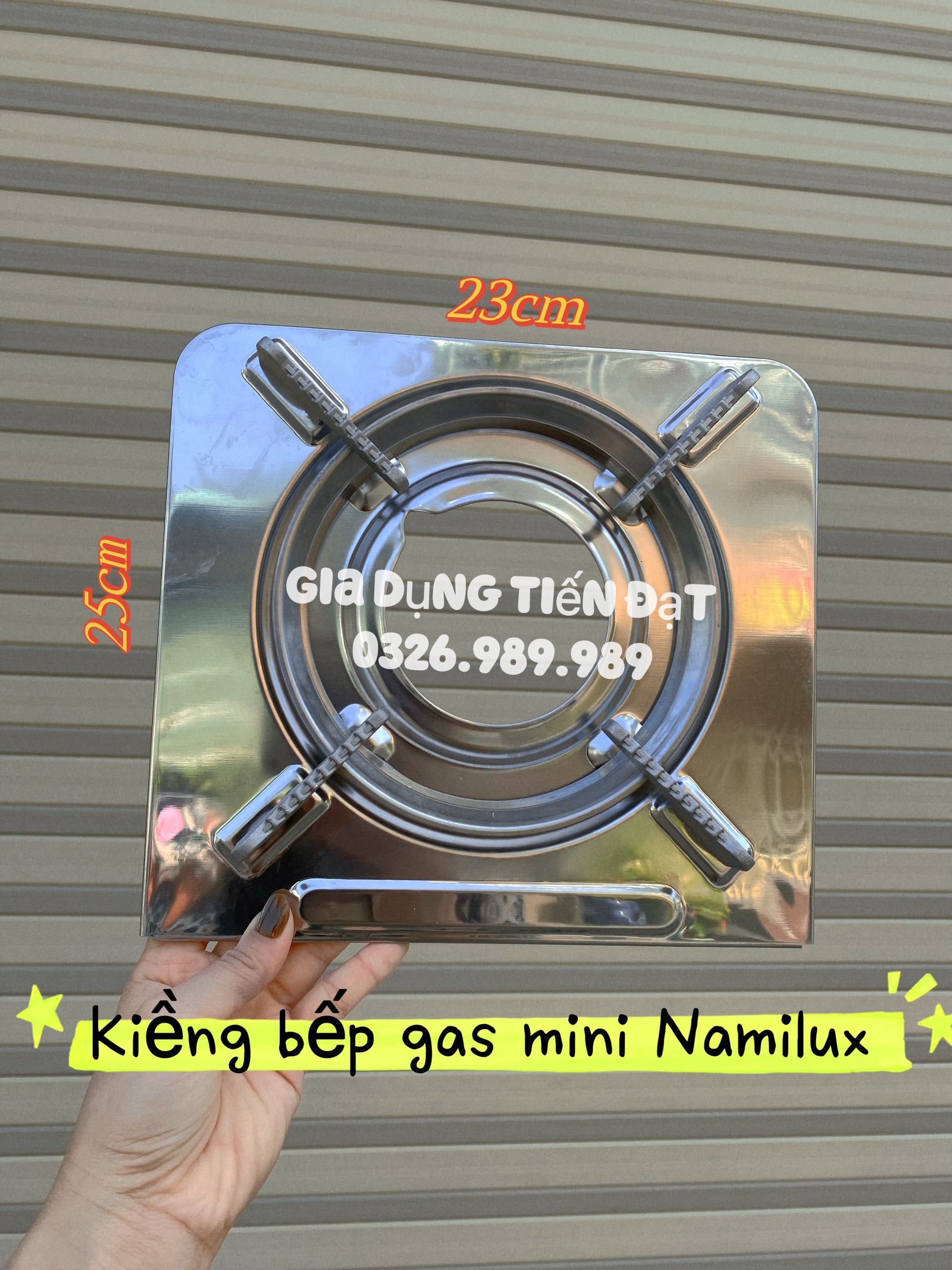 Kiềng bếp gas mini vuông- kiềng bếp gas inox du lịch Namilux- KT 25cm x 23cm- Chính hãng NAMILUX