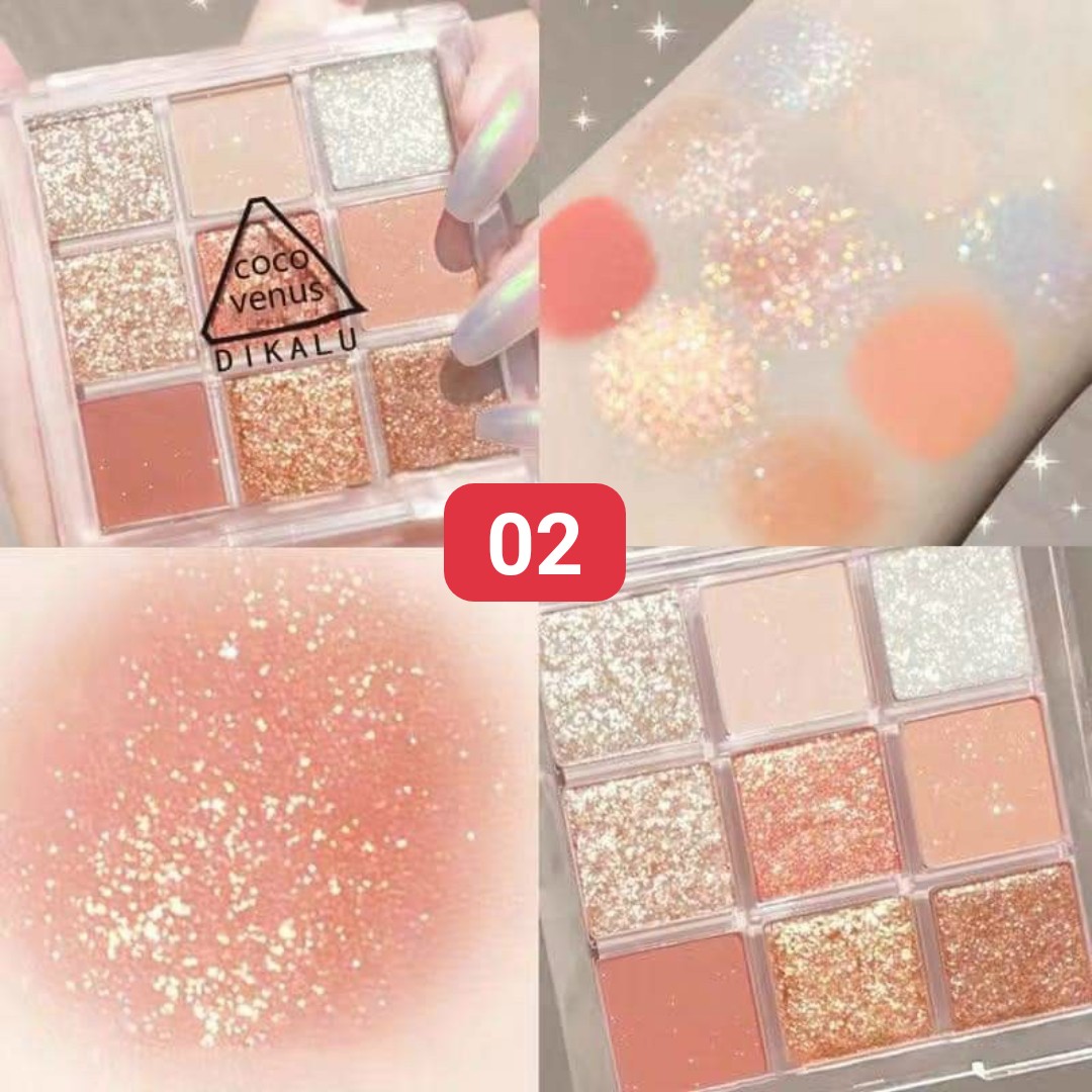 [HCM]Bảng Mắt 9 Ô Dikalu Tông Màu Nâu Cam Vàng Nhũ Siêu HOTTREND ( Shop Tặng Kèm Cọ )