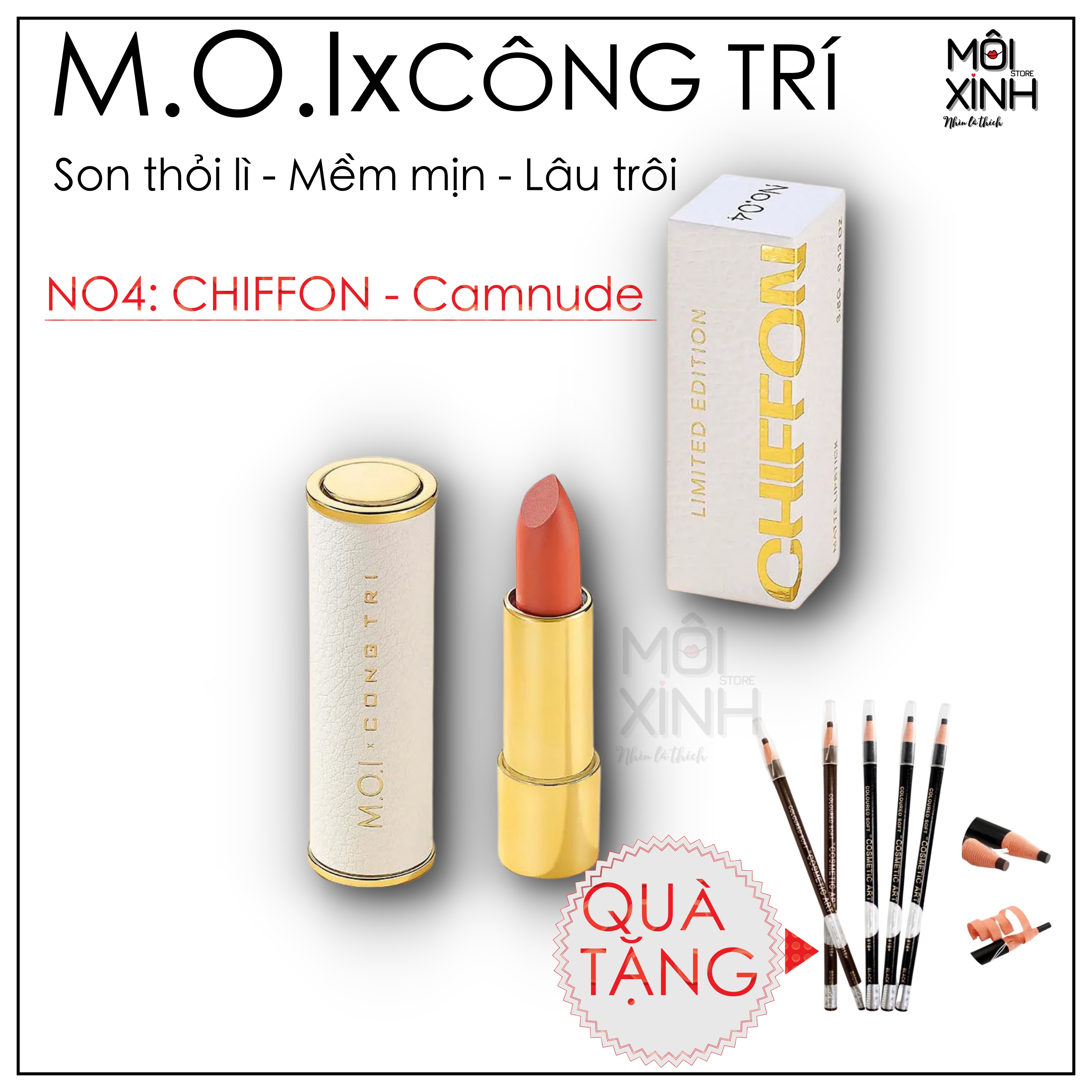 Son Công Trí - Son Moi Hồ Ngọc Hàxcông Trí 2021 Moi Cosmetics Chính Hãng [No4: Camnude]