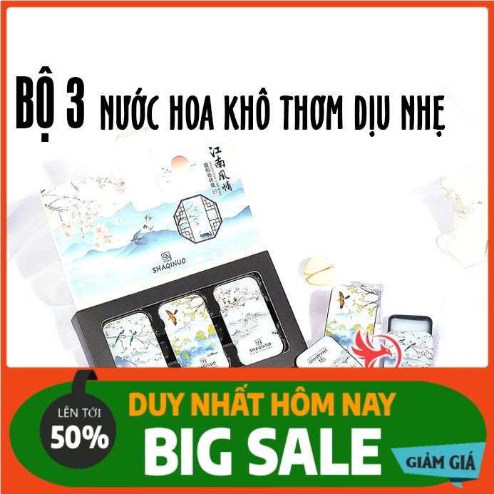 [Hàng Loại Xịn] Nước Hoa Sáp Khô Mini Dạng Sáp Cho Nữ Thơm Lâu Hương Dịu Nhẹ - Bộ 3 Hộp Mix Nhiều Mùi