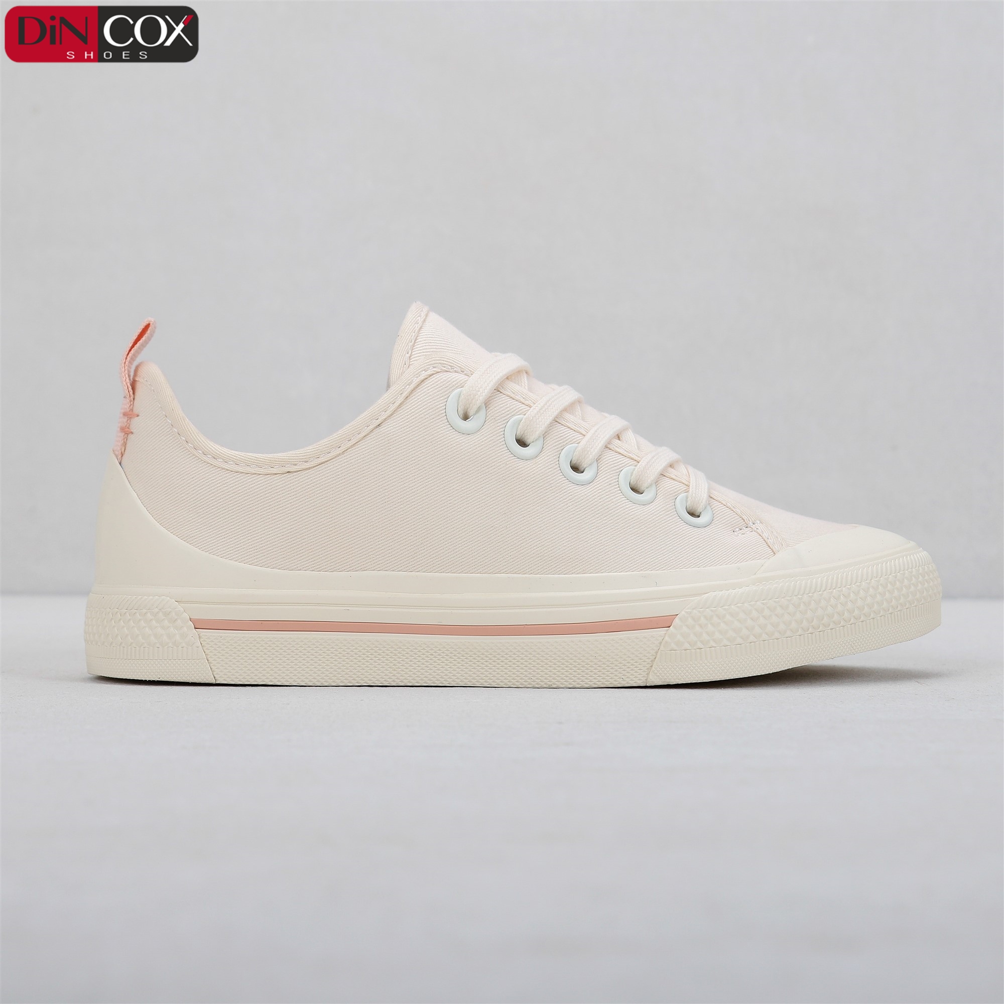 Giày thể thao Nữ DINCOX Shoes - C20 Off White Vải Canvas mềm êm ôm chân thoáng khí lớp lót cotton đế