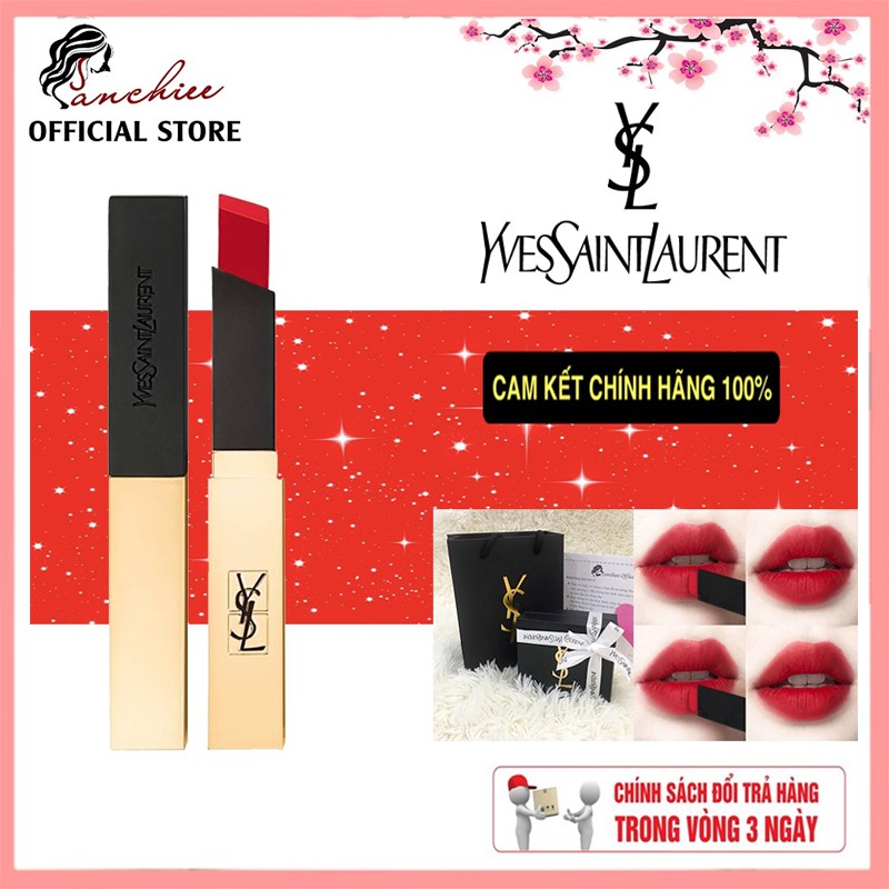 Son môi YSL rouge pur couture The Slim (vỏ vàng) – đủ bill – full box.