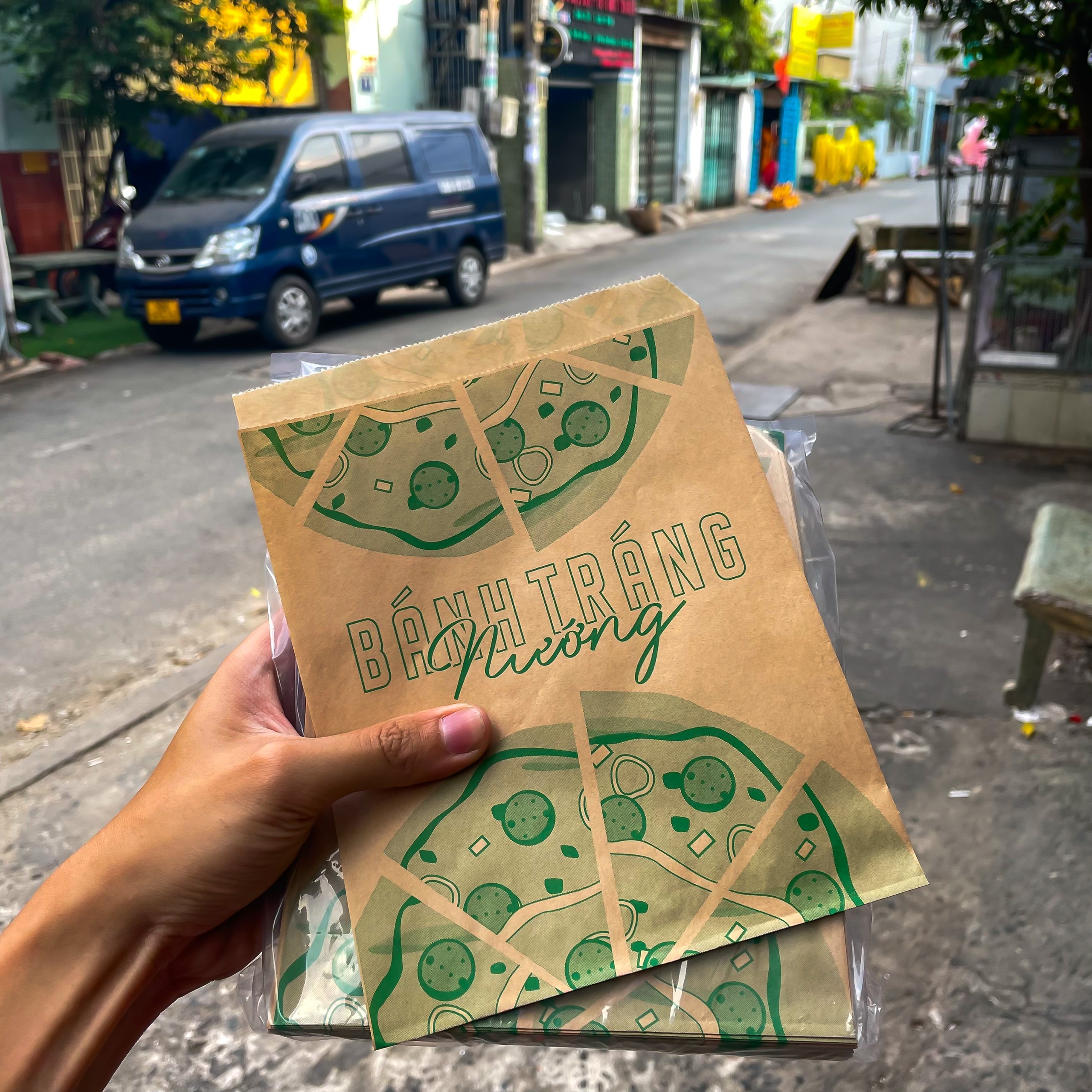 500 túi bánh tráng nướng túi giấy đựng bánh tráng BT03 DÁN HỞ