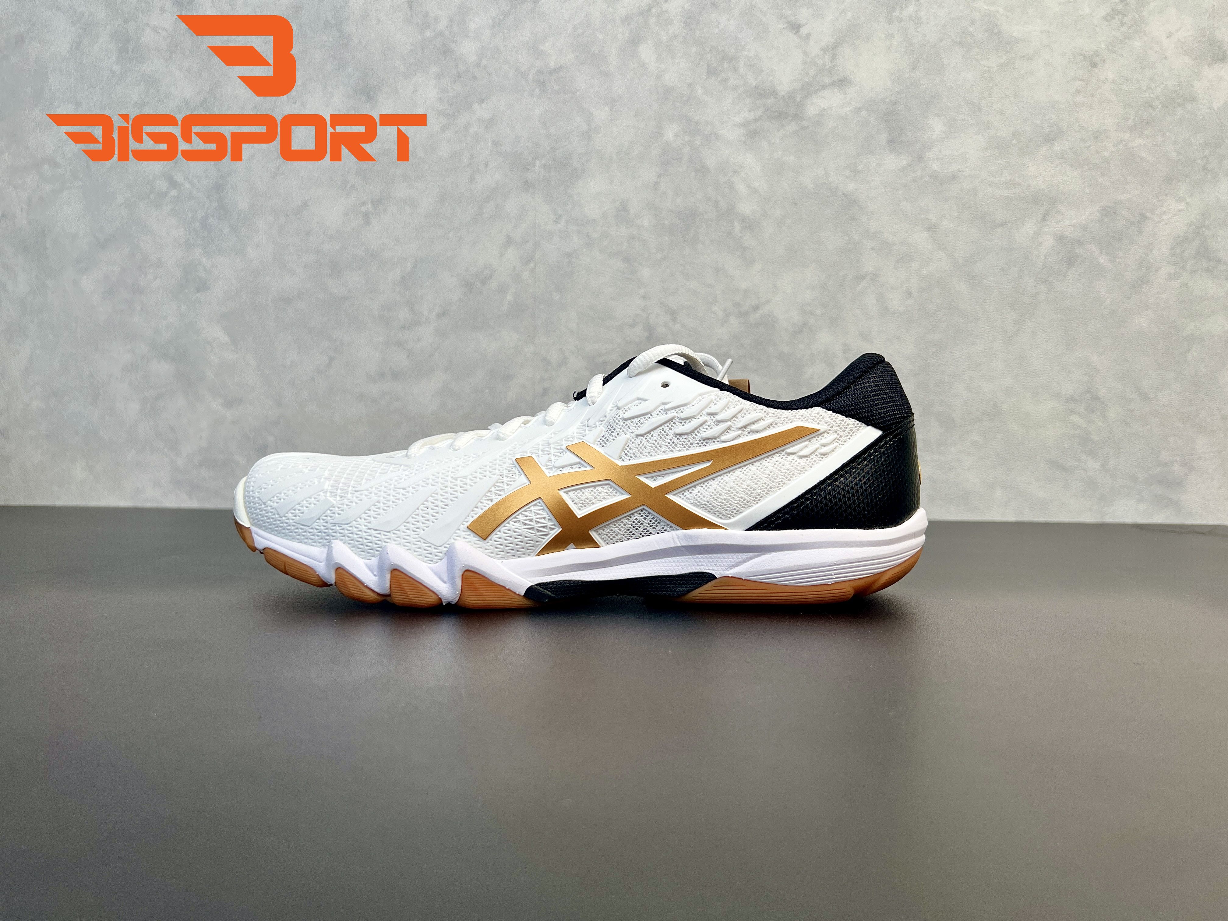 Giày Bóng Bàn Asics Bladelyte 4 Trắng Vàng Chính Hãng - Độ Đàn Hồi Và Ổn Định Tạo Cảm Giác Mềm Mại D