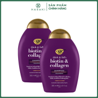 Combo 2 Dầu Gội OGX Biotin & Collagen Làm Dày Tóc 385ml Thick & Full + Biotin & Collagen Shampoo Hasaki Sản Phẩm Chính Hãng