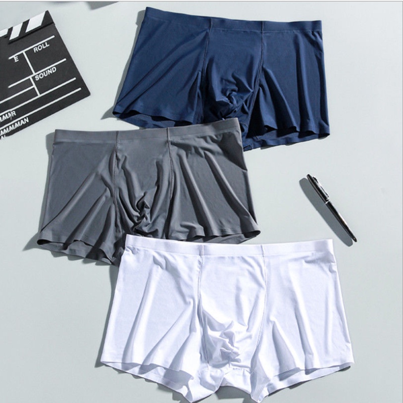 [Hoàn Tiền 15%] Quần lót băng lụa quần sịp đùi nam boxer su đúc mềm mịn không đường may co giãn cực 