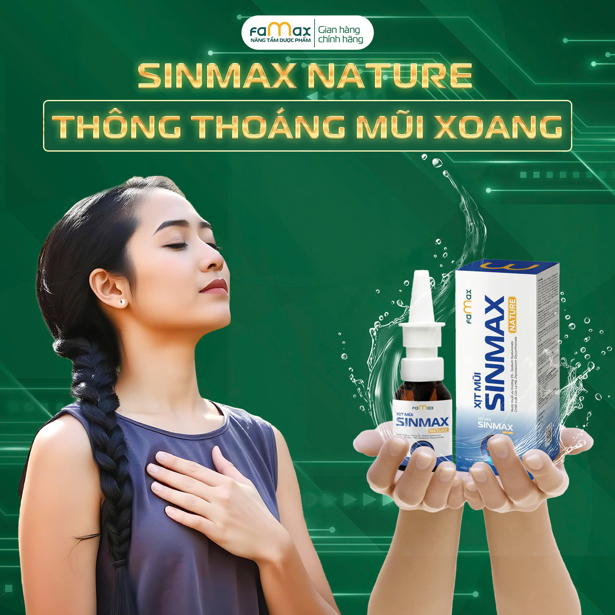 [FAMAX] Xịt mũi Sinmax Nature 20ml – Hỗ trợ viêm xoang sổ mũi nghẹt mũi nhanh chóng