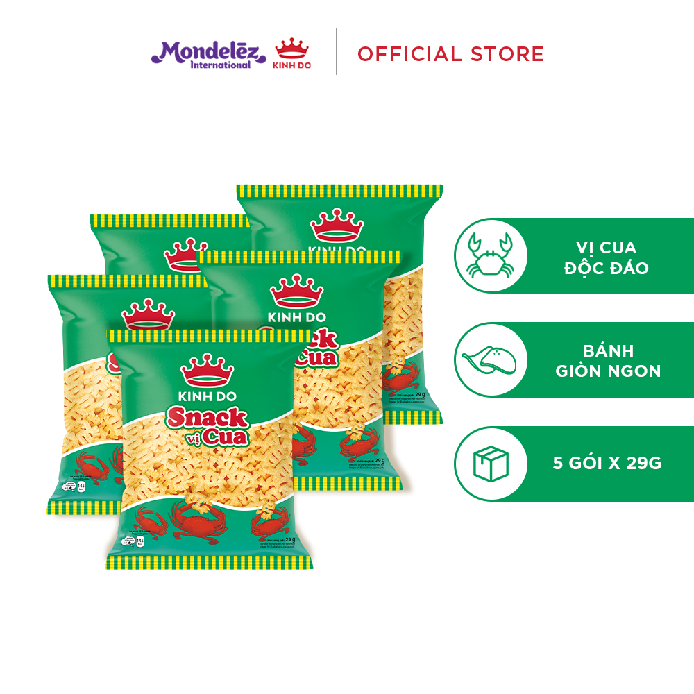 Combo 5 Gói Bánh Snack Kinh Đô Vị Cua Gói X 29G