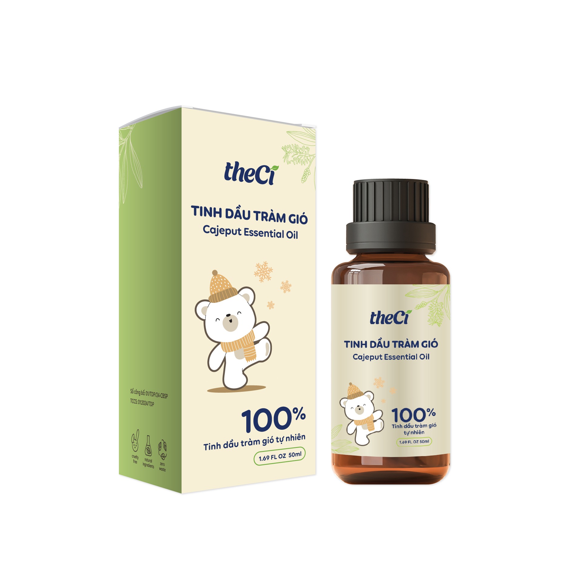 Dầu tràm cho bé sơ sinh tinh dầu tràm cho bé dầu tràm gió nguyên chất TheCi giữ ấm chống muỗi 50ml - Happy Life 4Kid