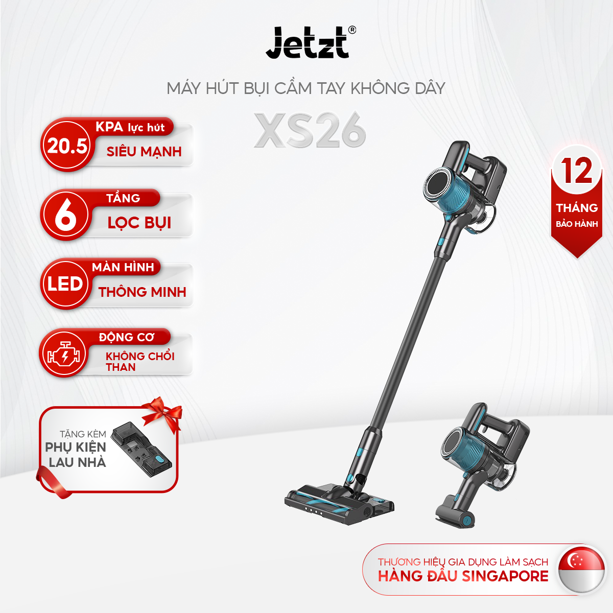 Máy hút bụi cầm tay không dây JETZT XS26 - Thiết kế nhỏ gọn, hiệu suất cao