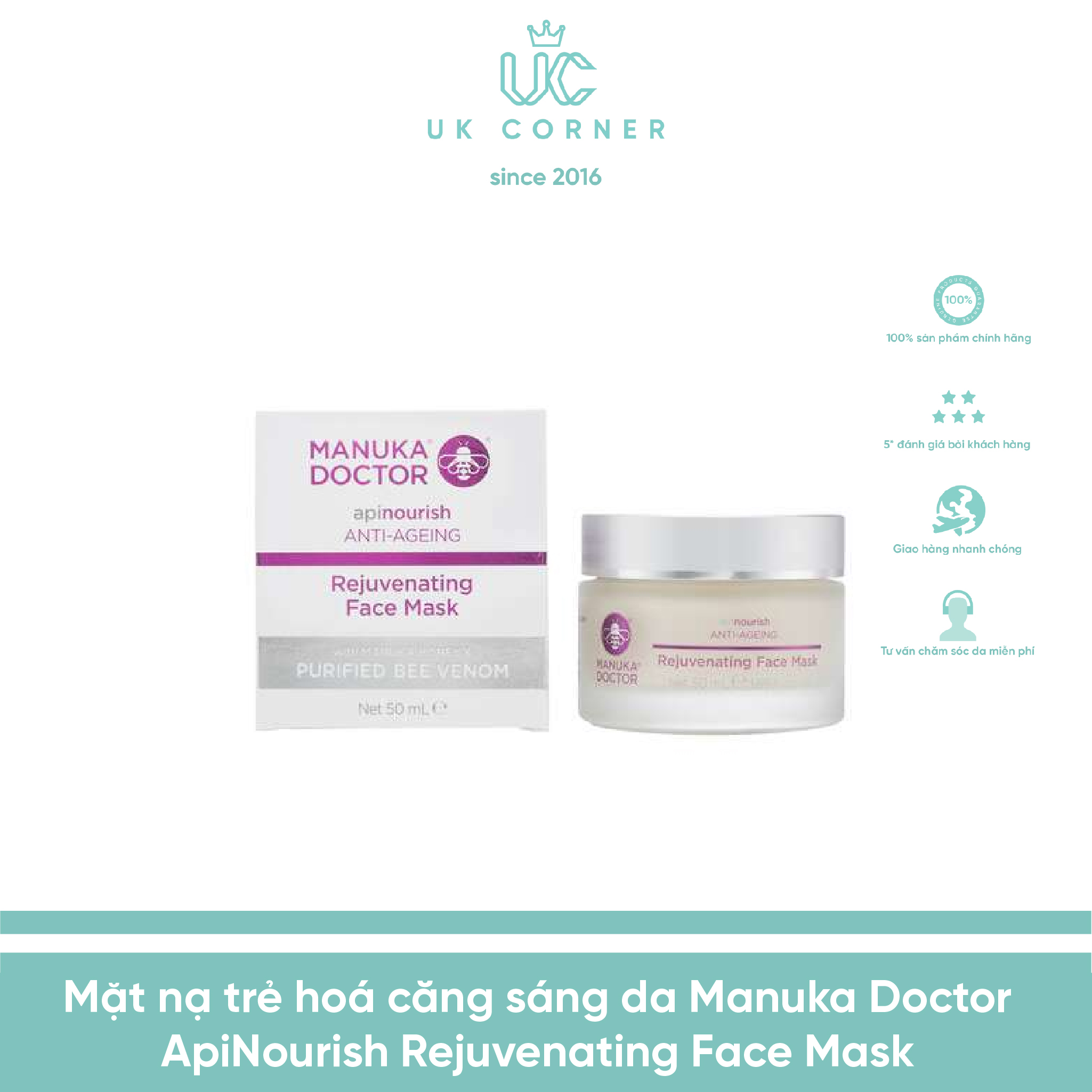 Mặt Nạ Trẻ Hoá Căng Sáng Da Manuka Doctor Apinourish Rejuvenating Face Mask