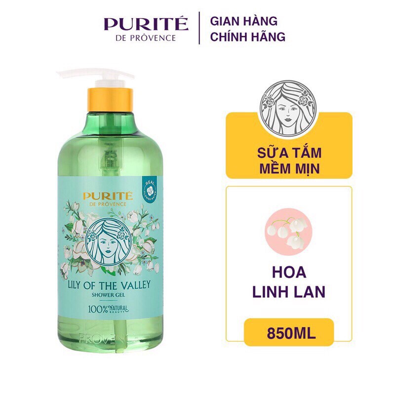 [Hcm](Kèm Quà Tặng) Sữa Tắm Thiên Nhiên Purite Hoa Linh Lan 850Ml ( Lily Of The Valley ) - Hàng Chính Hãng