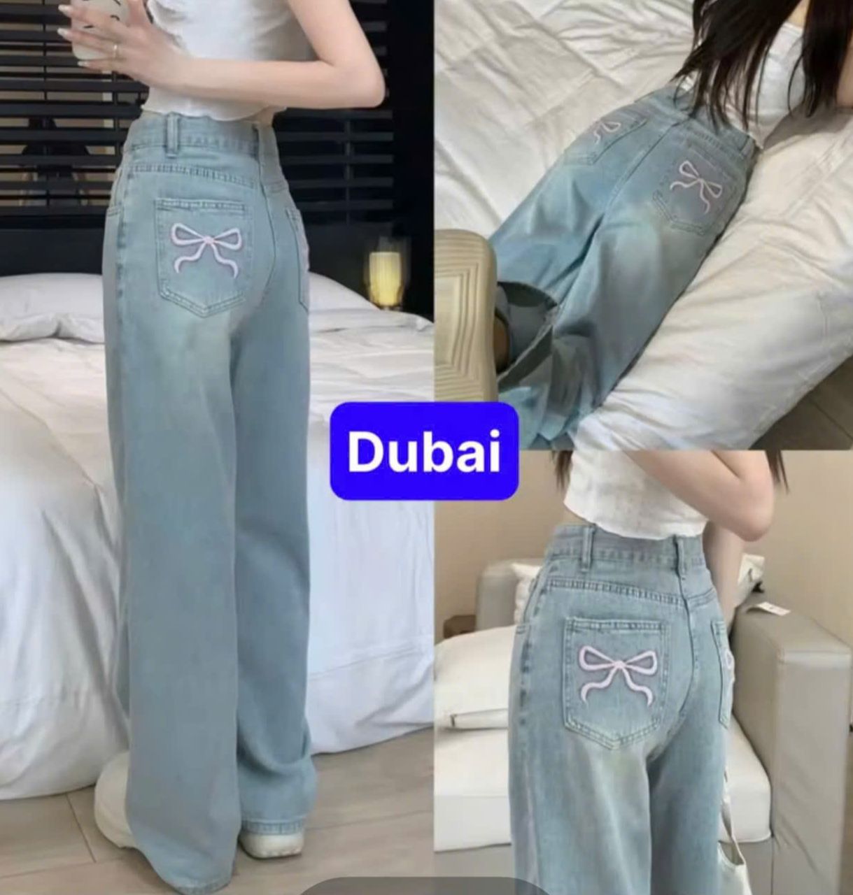 QUẦN BAGGY JEAN NỮ CHẤT BÒ XANH ỐNG SUÔNG RỘNG LƯNG THUN CẠP CHUN LƯNG CAO NÂNG MÔNG CAO CẤP HÀN QUỐ