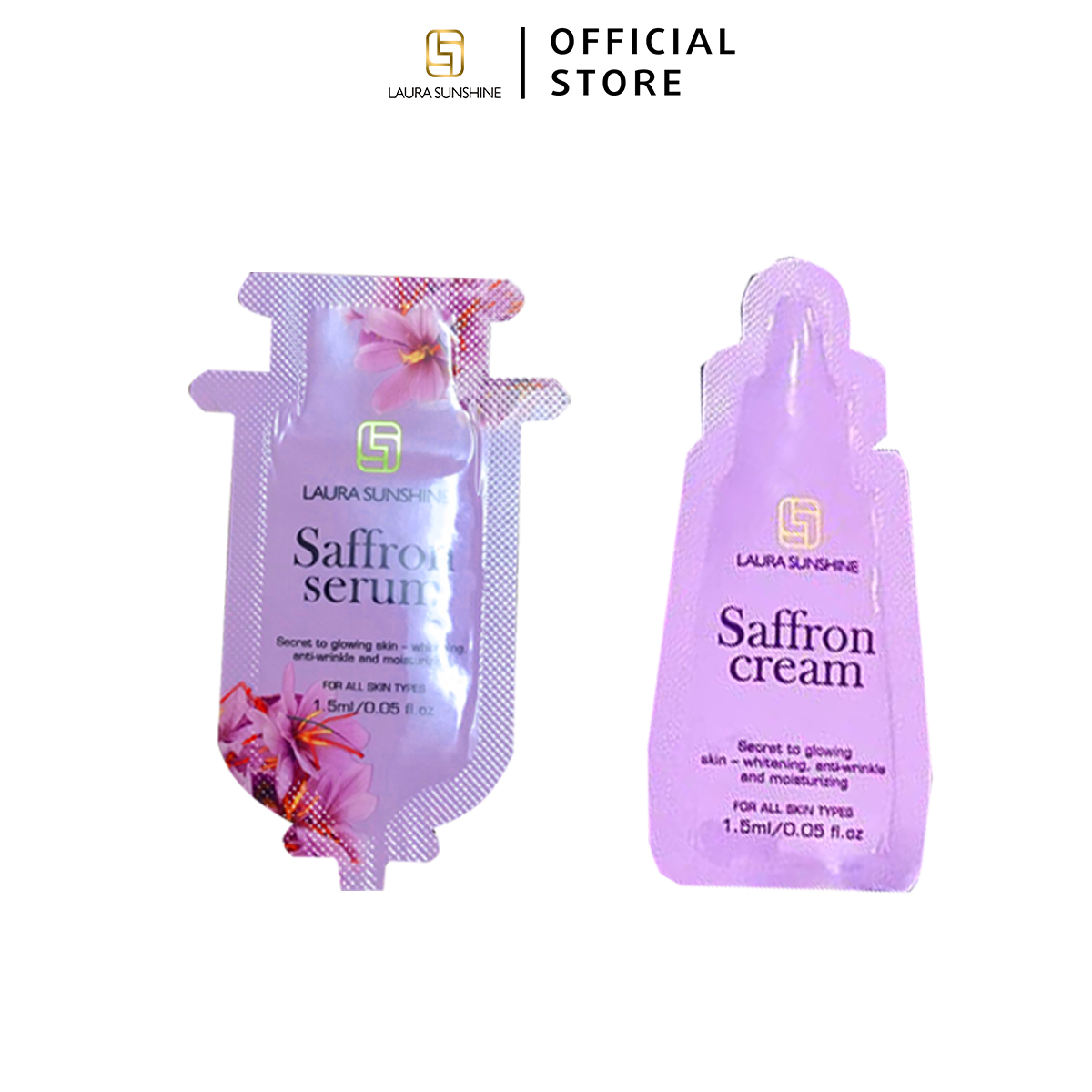 [Hcm]Bộ Sản Phẩm Dưỡng Da Mini 1 Túi Kem Dưỡng Và 1 Túi Serum Tinh Chất Nhuỵ Hoa Nghệ Tây Laura Sunshine Dưỡng Da Trắng Hồng