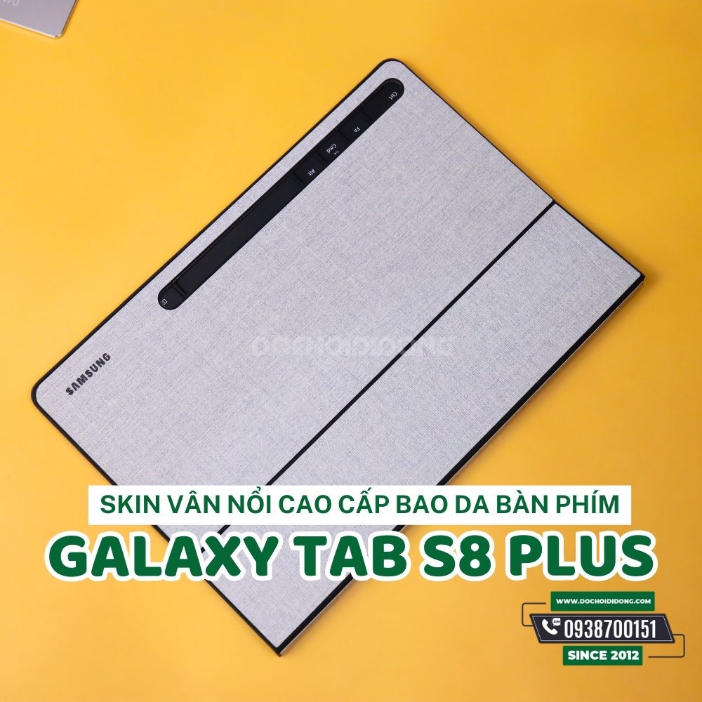 Mẫu 2 - Skin vân nổi cao cấp bao da bàn phím Slim Book Cover Keyboard Samsung Galaxy Tab S8+ Plus (S