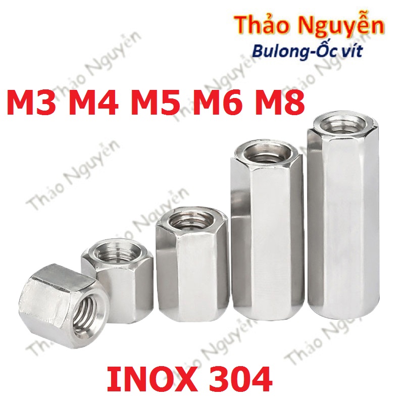 Ống nối ty ren lục giác INOX 304 - Nối ren M3 M4 M5 M6 M8 M10