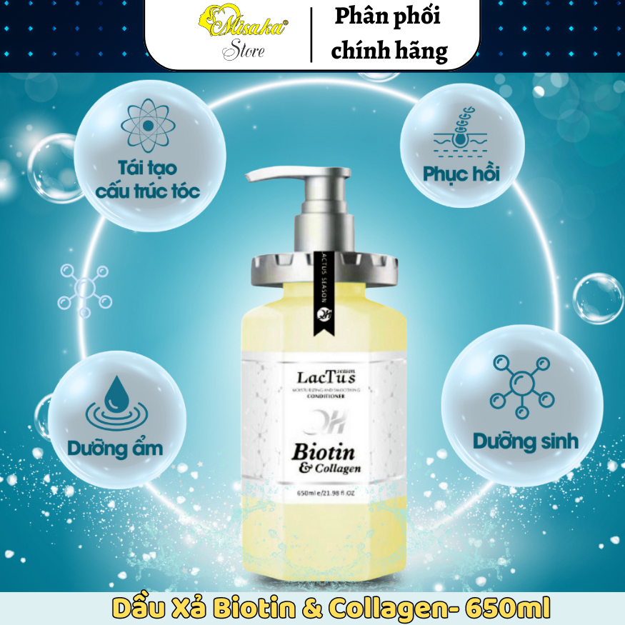 Dầu Gội và Xả Biotin & Collagen QH Lactus season dầu gội đầu cặp ngăn rụng tóc giảm gàu cho da đầu d